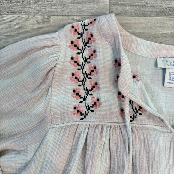 Calypso St. Barth Floral Embroidered Peasant Style Top K8 - Picture 3 of 6